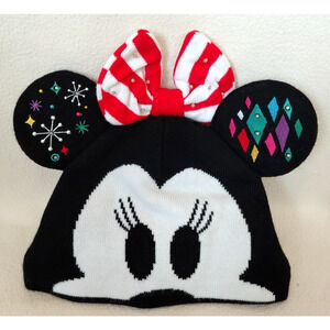 Disney Minnie Mouse Light-Up Knit Holiday Beanie for Adults ONE SIZE 54 cm WORKS